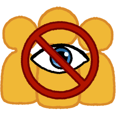 people next to eachother with an eye with a cross symbol over the eye